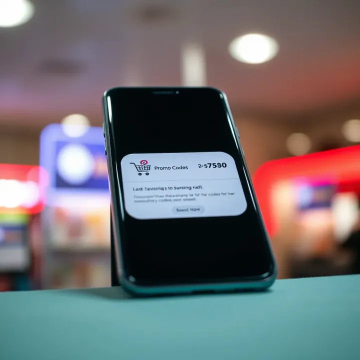 Digital discount codes displayed on a smartphone screen with a shopping cart icon