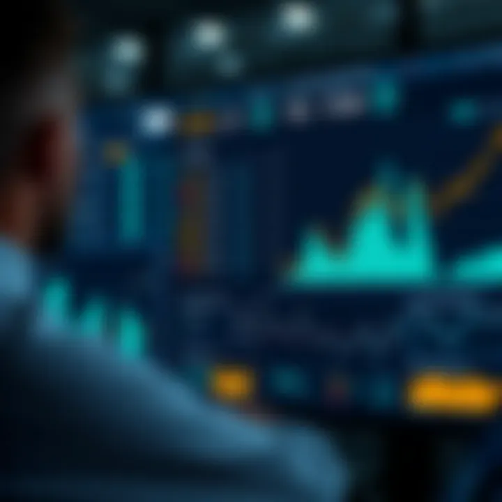 Data charts and graphs showing football match statistics and trends on a digital screen