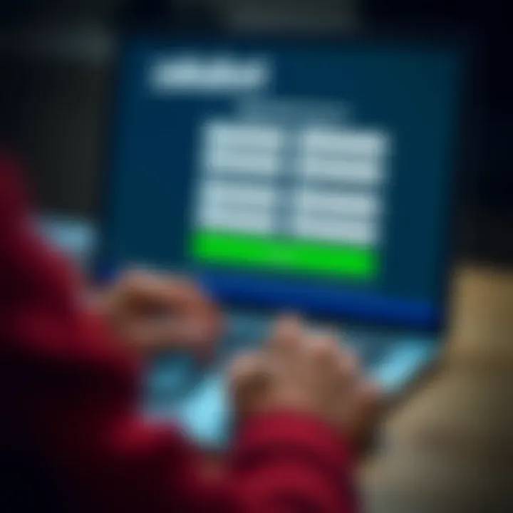 User filling out a digital registration form on a laptop with focus on personal information fields