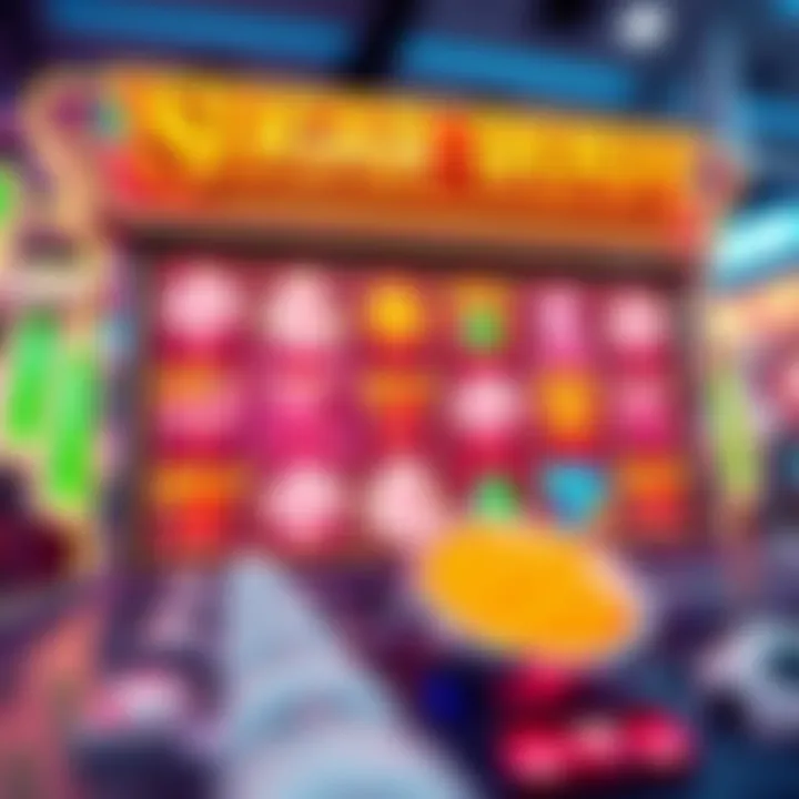 Colorful Sugar Rush game interface with winning symbols highlighted