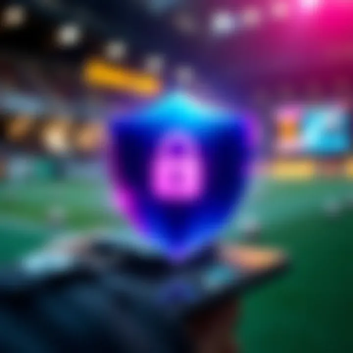 Illustration of security shield protecting online account access on a mobile device