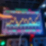 Graphic representation of a digital crash game interface showing fluctuating graph lines and betting options