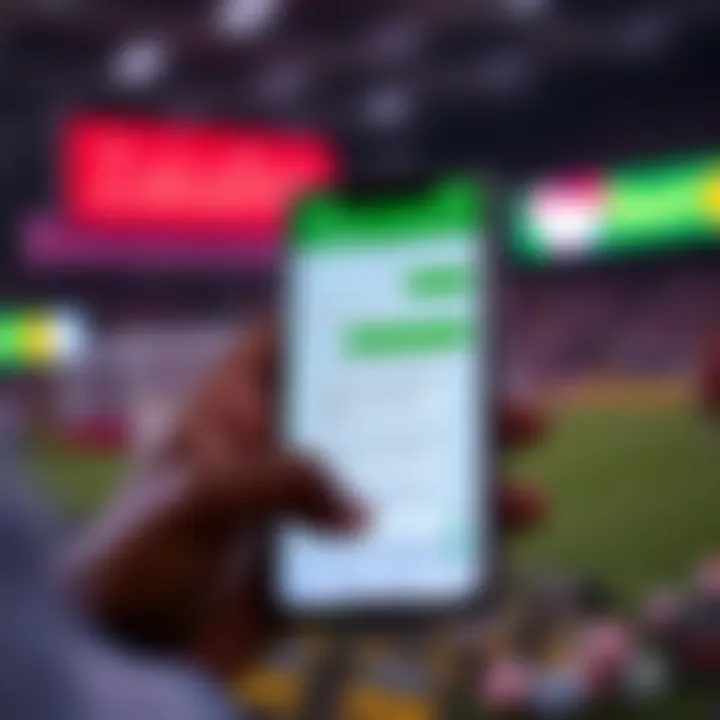 Mobile phone displaying SMS interface with text commands for withdrawing funds from betting account