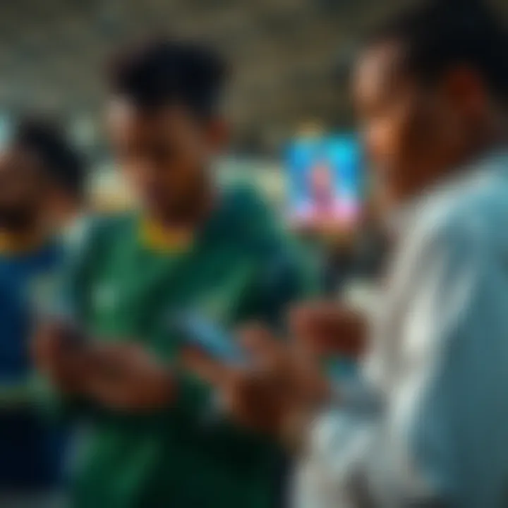 Excited Nigerian football fans following live Serie A match updates on mobile devices
