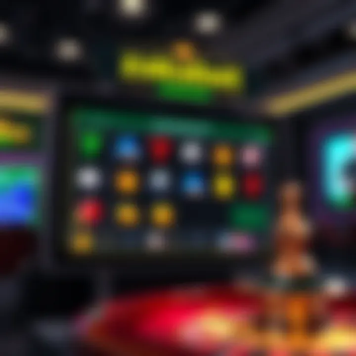 Illustration showing a digital jackpot bonus display with symbols of sports and casino games