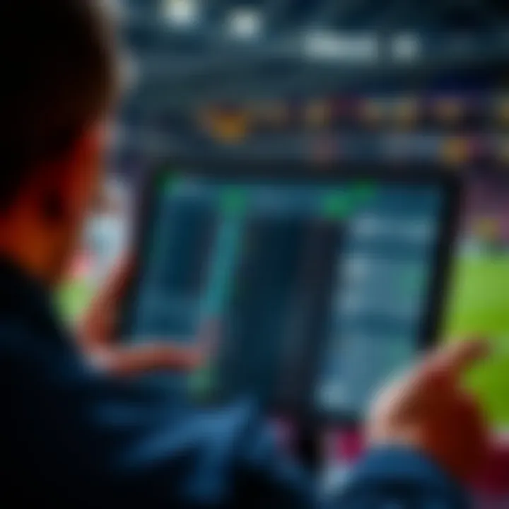 Digital interface showing betting odds and statistics on a sleek device screen