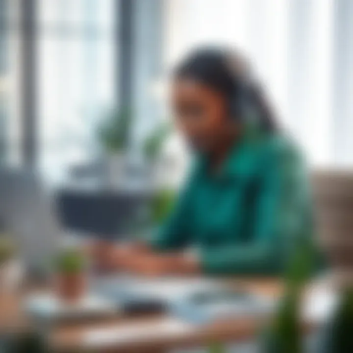 Customer service representative assisting user through chat on a laptop