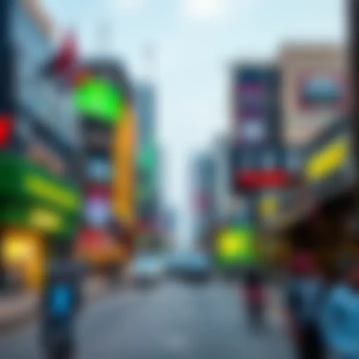 Kano cityscape showcasing urban life with prominent sports venues and betting shops