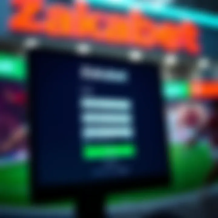 User interface showing Zakabet login screen with fields for username and password