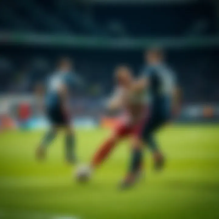 A dynamic football match in the Premier League with players competing intensely on the field