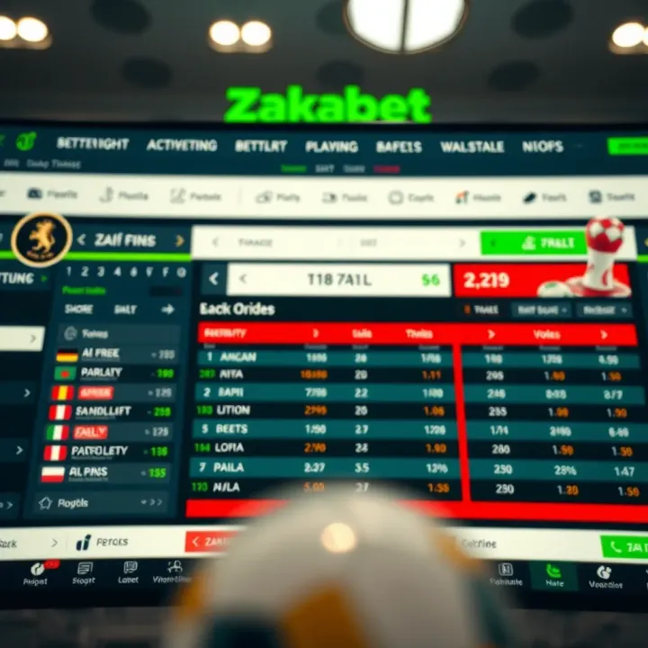 Online betting platform interface displaying betting options and odds