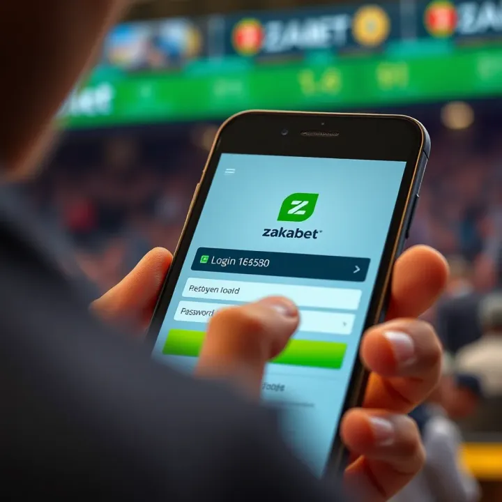 User entering credentials on an old mobile login interface of Zakabet platform