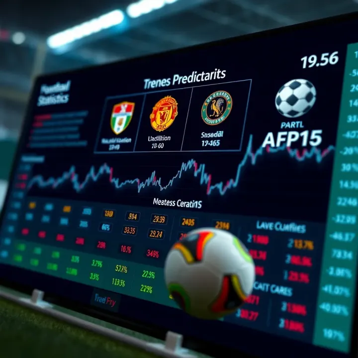 Graphic portraying football prediction trends and statistics with team logos and data charts