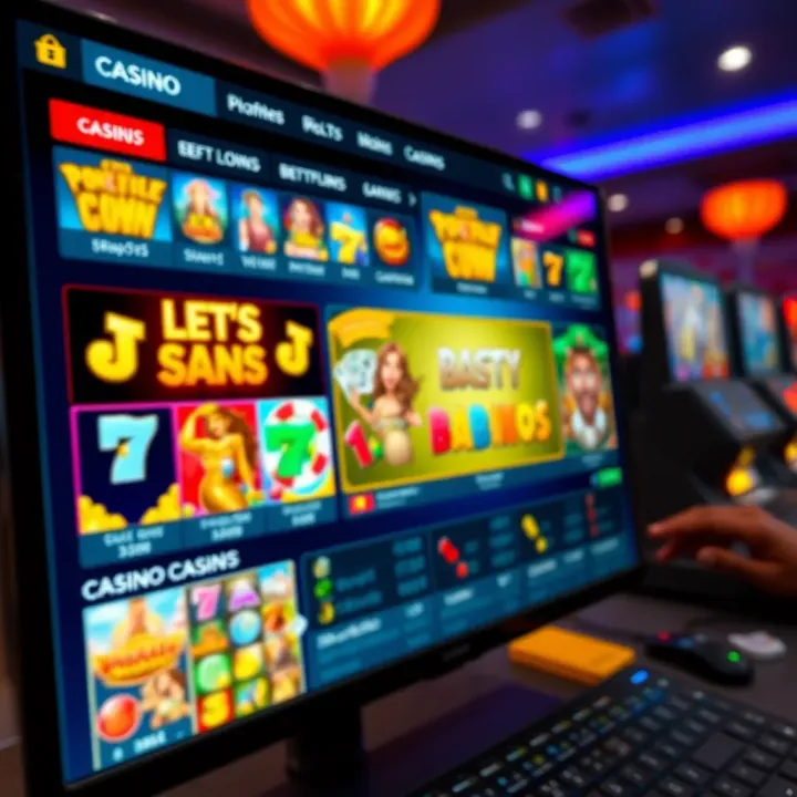 Online casino interface showing a variety of slot games and betting options