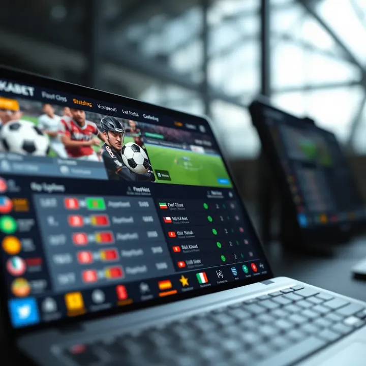 Interface showcasing sports betting options and live scores on a digital platform