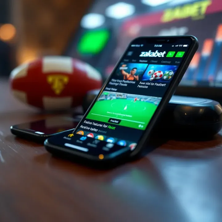 Zakabet mobile app showcasing advanced features on smartphone screen