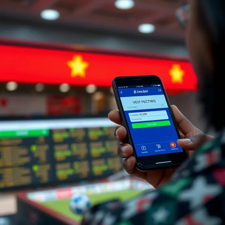 Secure verification step with mobile phone displaying confirmation code for Zakabet account