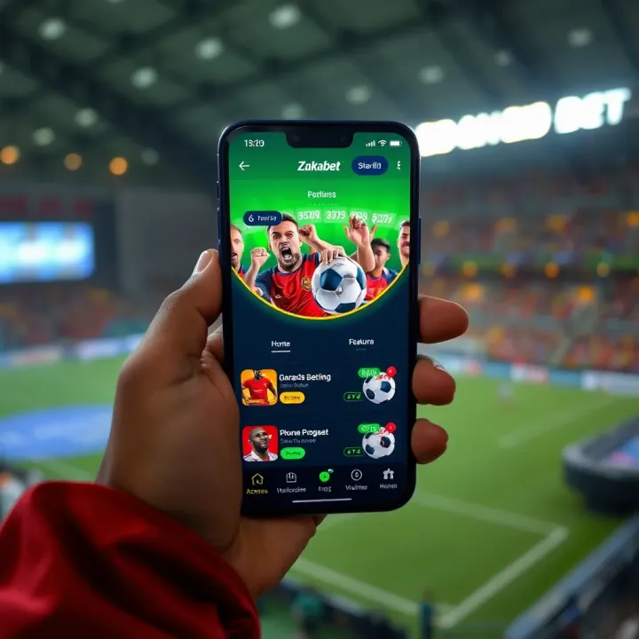 Mobile screen showing Zakabet app interface with betting options