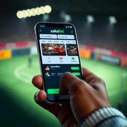Managing Bets and Account on ZakaBet App Smartphone showing active sports betting options and account balance on the ZakaBet platform