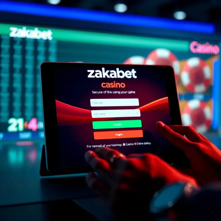 Secure login interface of Zakabet Casino on a digital device