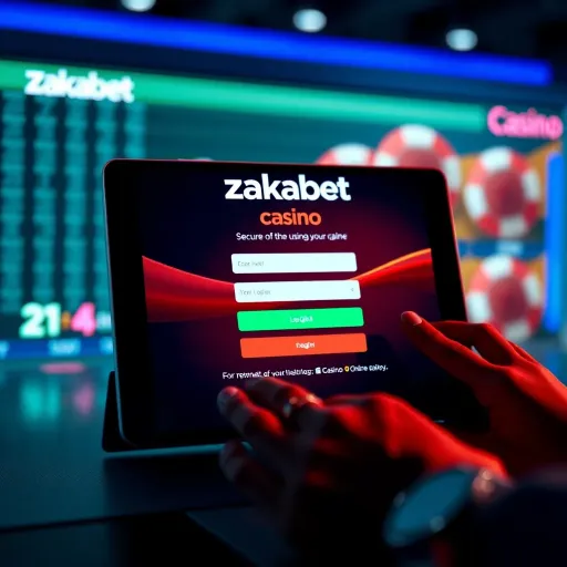 Secure Access to Zakabet Casino Platform Secure login interface of Zakabet Casino on a digital device