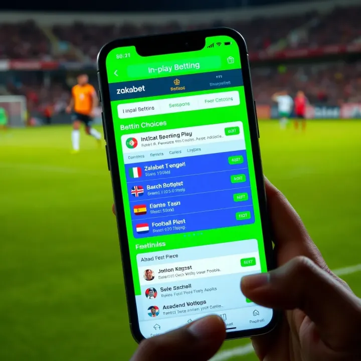 A mobile phone screen featuring a variety of in-play betting options during a football match