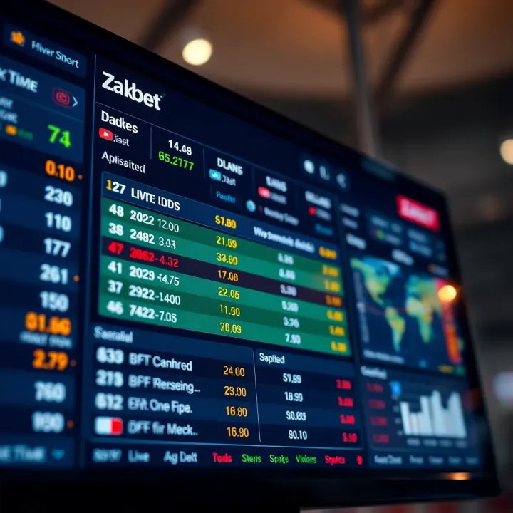 A digital display showing live sports betting odds updating in real-time