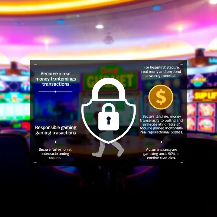 Graphic illustrating secure real money transactions and responsible gaming practices