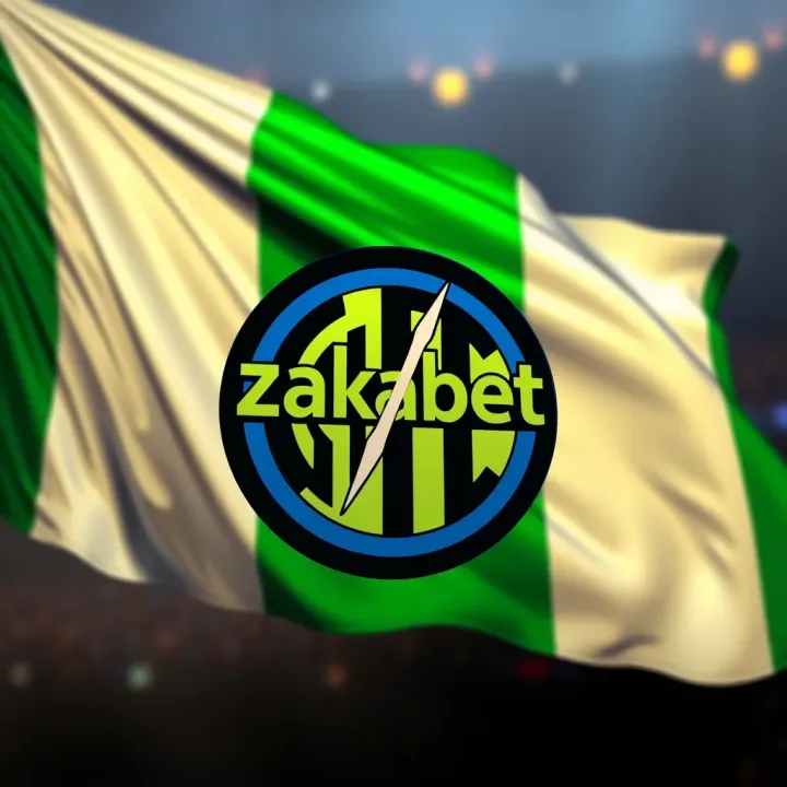 Logo of Zakabet betting platform with Nigerian flag colors in the background