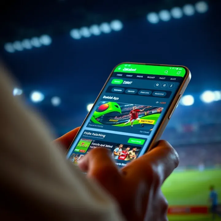 Interface of Zakabet official app displaying sports betting options on mobile device