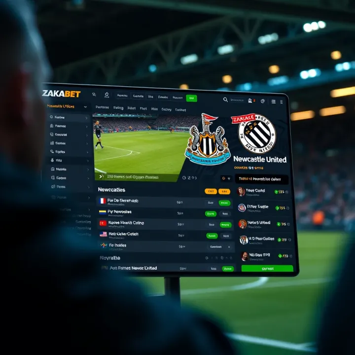 Screenshot of Zakabet platform displaying various betting options focused on Newcastle United matches
