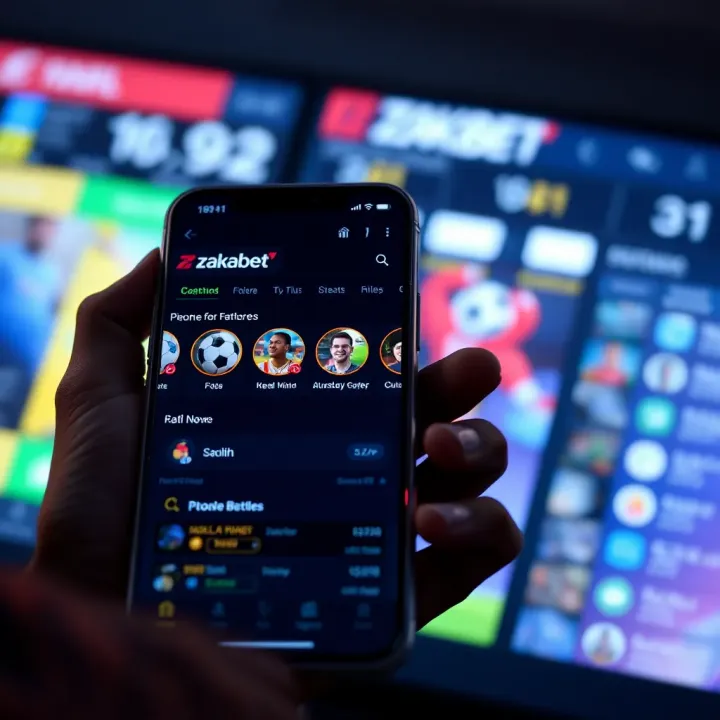 Mobile device displaying user-friendly interface of Zakabet Real betting application