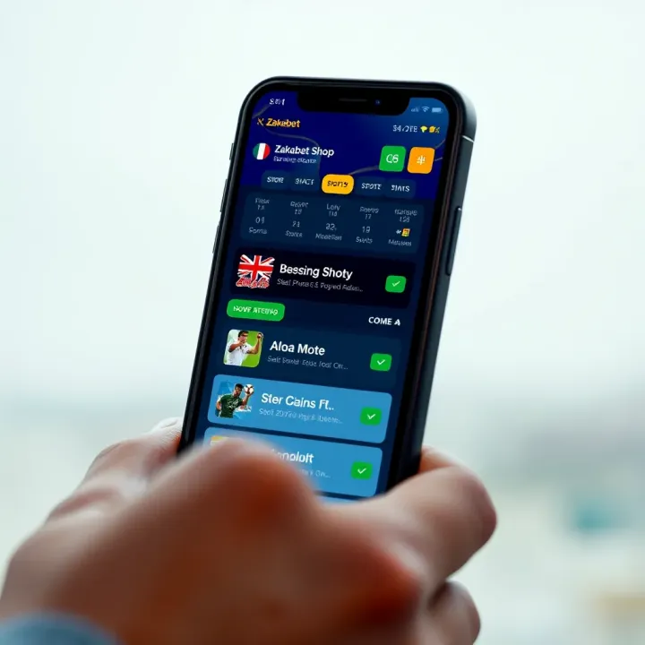 Mobile phone displaying the Zakabet Shop mobile betting interface with sports and betting options