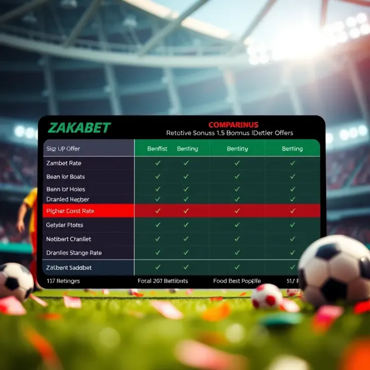 Zakabet Sports Sign Up Bonus Compared to Nigerian Betting Offers Comparison chart highlighting Zakabet's sports sign up bonus benefits against other Nigerian betting platforms
